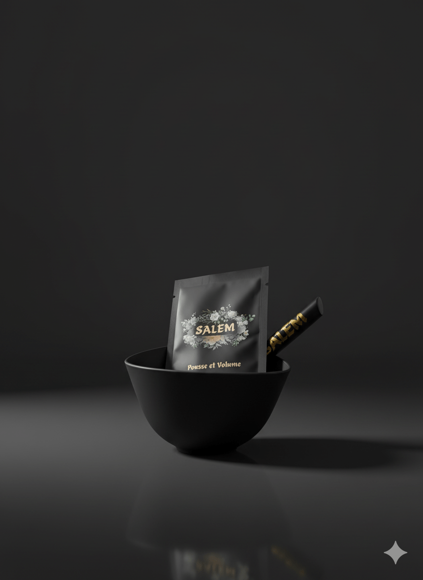 Bol rituel capillaire Salem avec pinceau en silicone et sachet de soin végétal