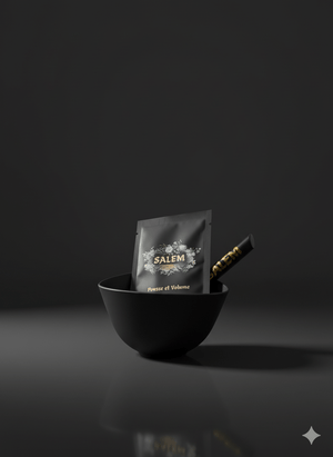 Bol rituel capillaire Salem avec pinceau en silicone et sachet de soin végétal