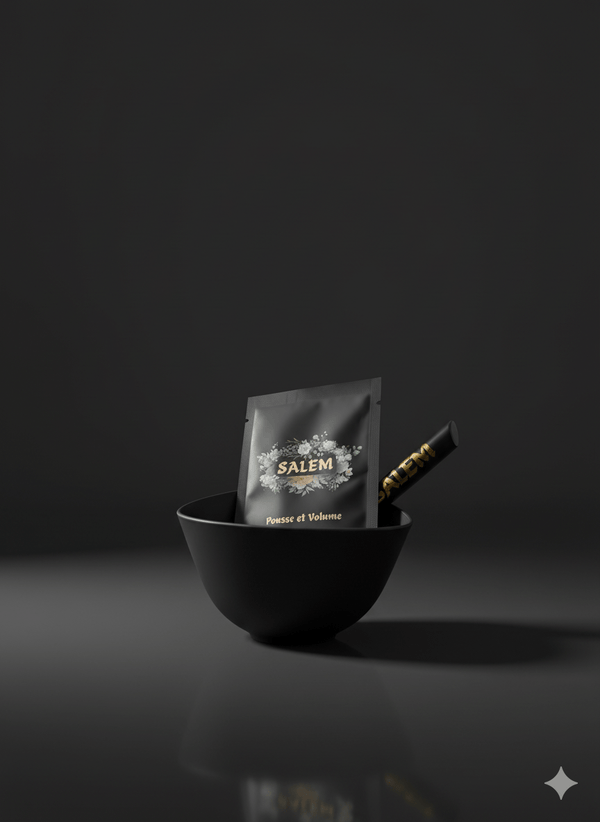 Bol rituel capillaire Salem avec pinceau en silicone et sachet de soin végétal