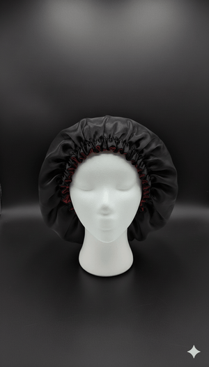 Bonnet en satin noir Salem anti-casse et anti-frisottis pour tous types de cheveux