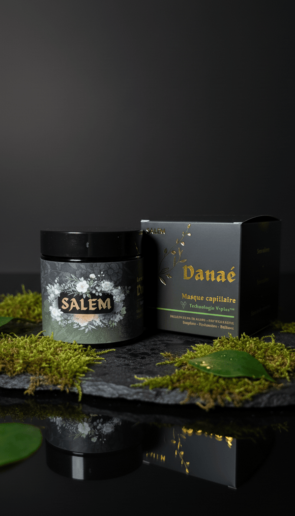 Masque capillaire naturel Danaé Salem – soin nourrissant et thermo-protecteur pour cheveux normaux à épais.