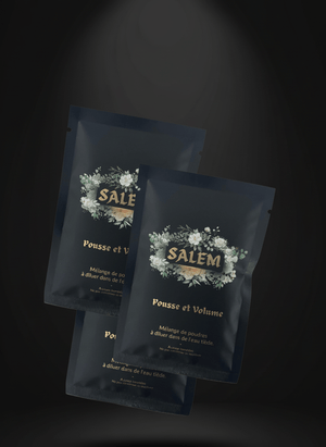 Sachets Rituel Originel Salem – poudres végétales ayurvédiques pour purifier et stimuler les cheveux.