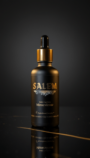 Huile Miraculeuse Salem – soin capillaire infusé de plantes médicinales pour nourrir et apaiser le cuir chevelu.